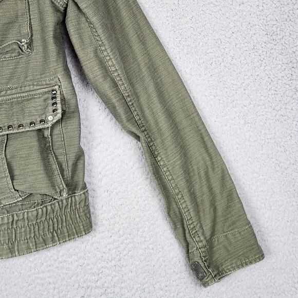 PINK VICTORIAS SECRET Jacket Womens Small Green Denim Military Collared Pockets - Picture 8 of 16